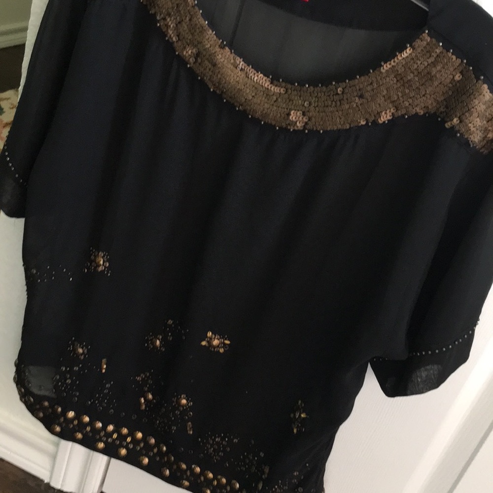 NY&C sheer black jeweled top